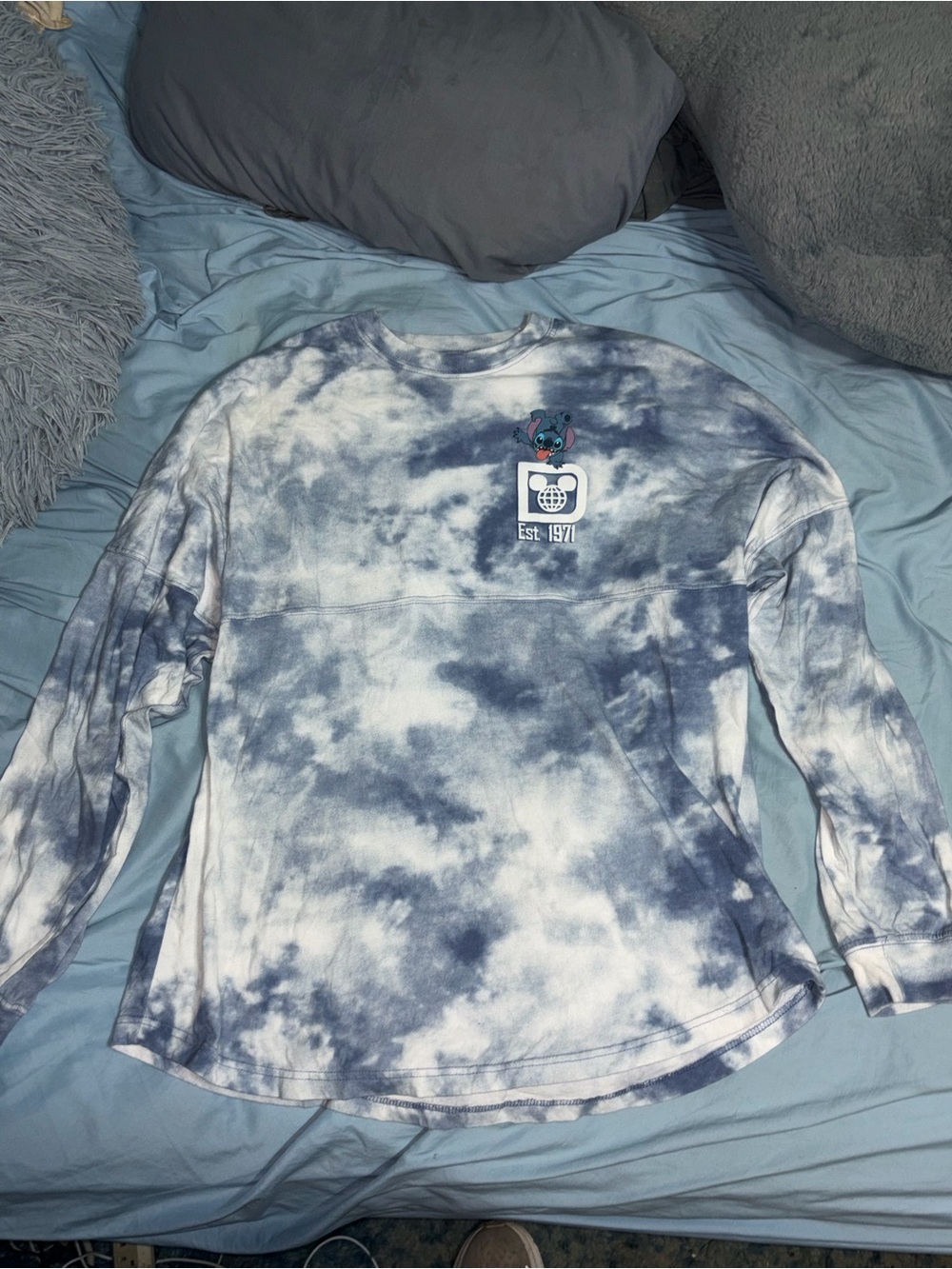 Disney White and Blue tie-dye Stitch Graphic Spirit Tee